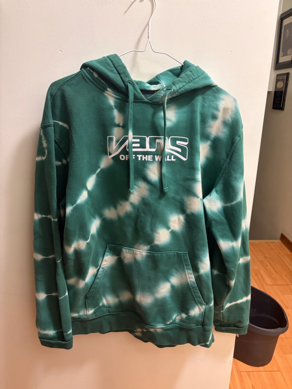 Vans Men's Teal and White Tie-Dye Crewneck Hoodie